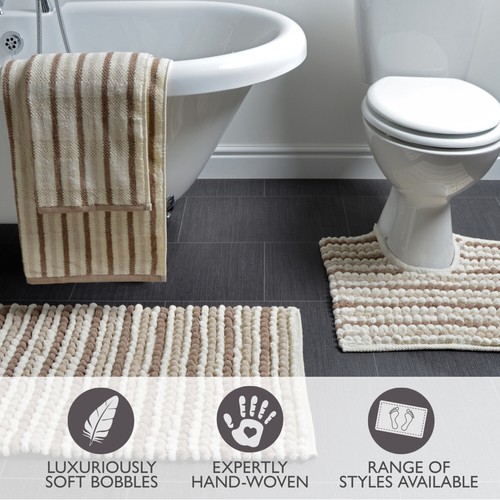 Tappetino da bagno grosso a righe Bobble due pezzi tappetino da bagno e piedistallo set di lusso - Foto 41 di 49