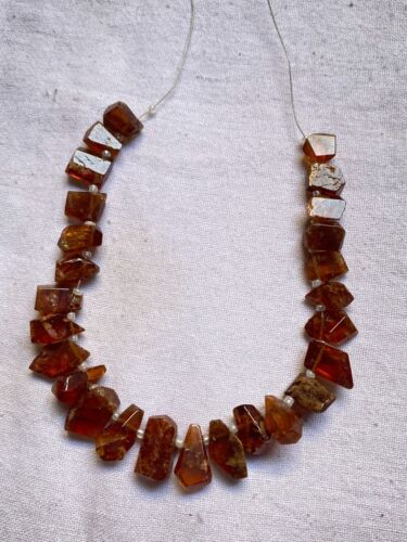 Hessonit Granat Trommelform Perlen 8X15 mm 9 Zoll Strang zur Schmuckherstellung - Bild 1 von 4