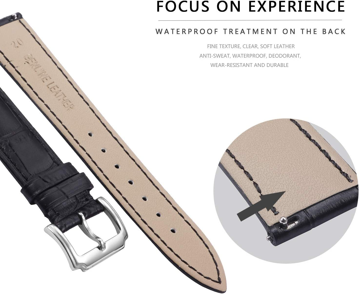 Genuine Leather Watch Bands Women Men Quick Release Leather Watch