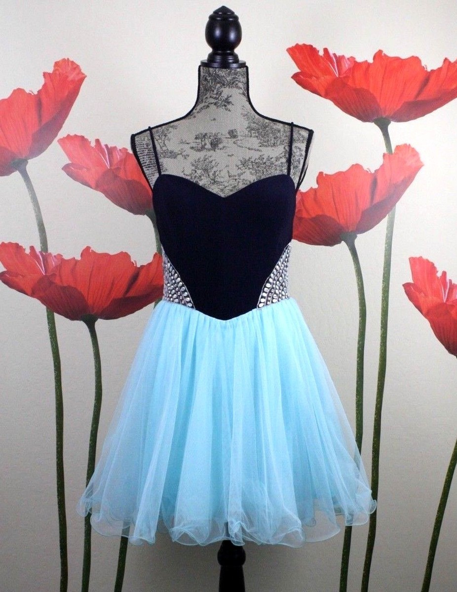 blue prom dresses for juniors Charming Beaded Ball Dresses Sky Blue V-neck Junior Prom Dress, MP439