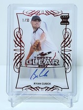 Ryan Cusick RC 2021 Leaf Trinity Baseball Clear Rookie Auto Red 1/50 Athletics 