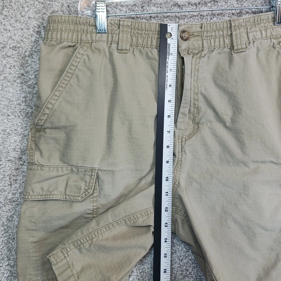 Pantalones Cortos Covington Para Hombre M Caqui Marrón Ripstop Cintura Elástica Bolsillos de Carga Relajados Foto 4 de 4