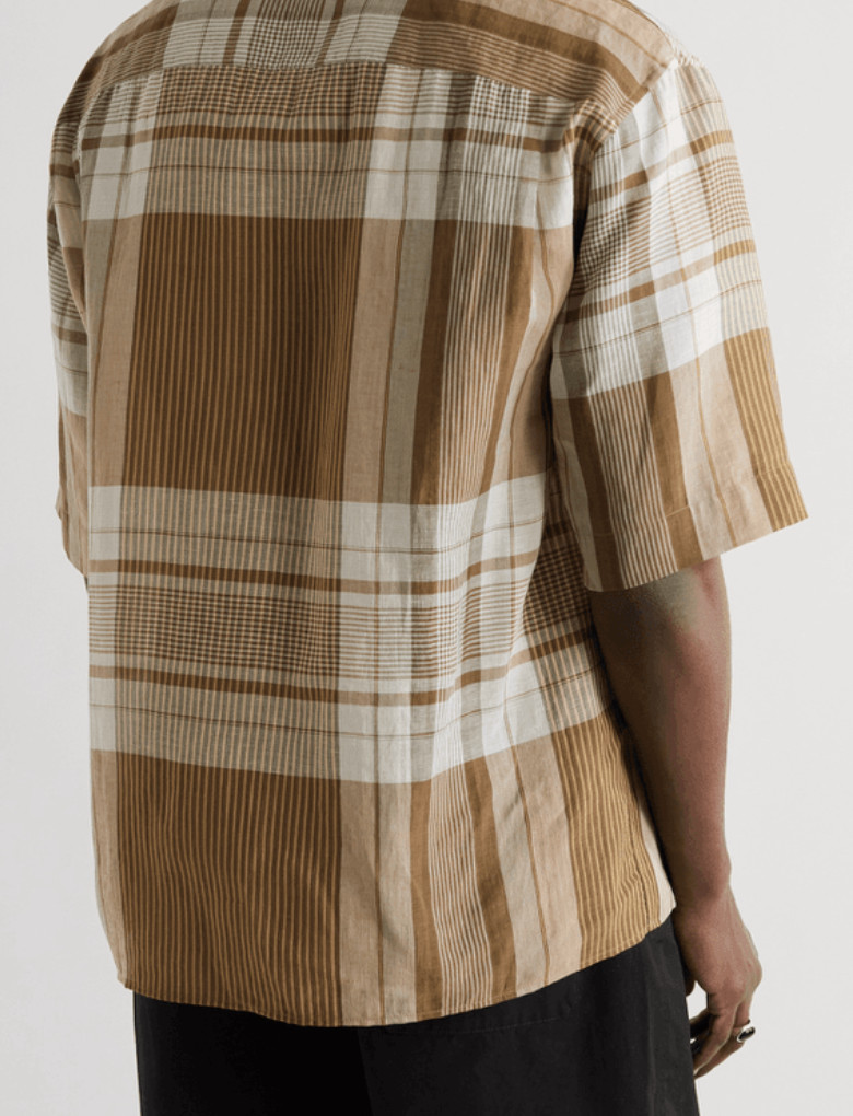 Lemaire checked camp collar linen cotton shirt size IT 48 / Medium image 5