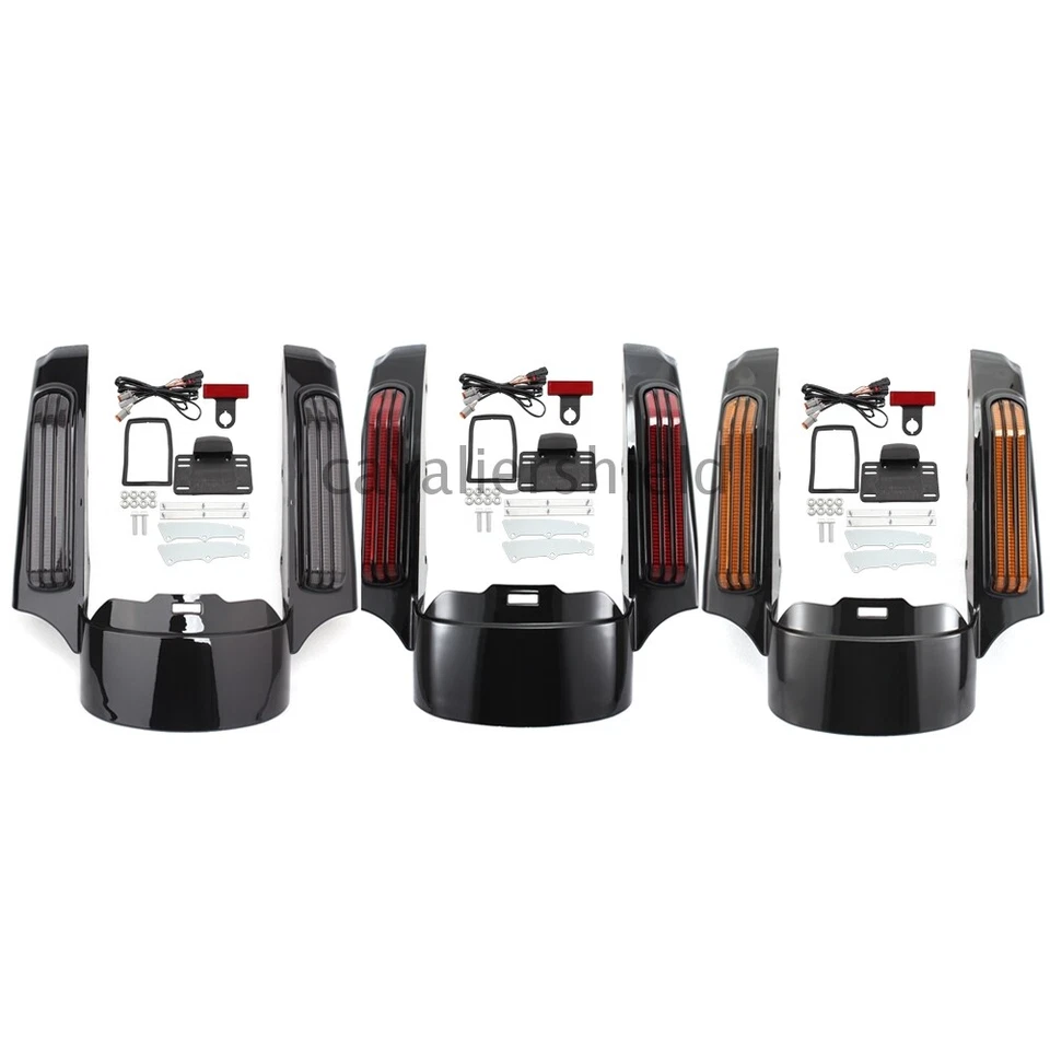 Lente negra/amarilla/roja guardabarros trasero extensión fascia luz LED para Harley Touring Foto 2 de 4