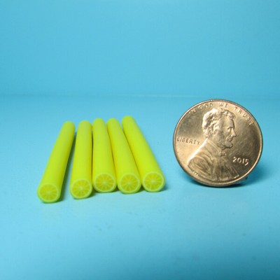 Dollhouse Miniature Yellow Lemon Polymer Clay Canes Set of 5
