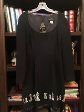 Nicole Miller Vintage Little Black Dress With Embroidered Chess Pieces - Size 8