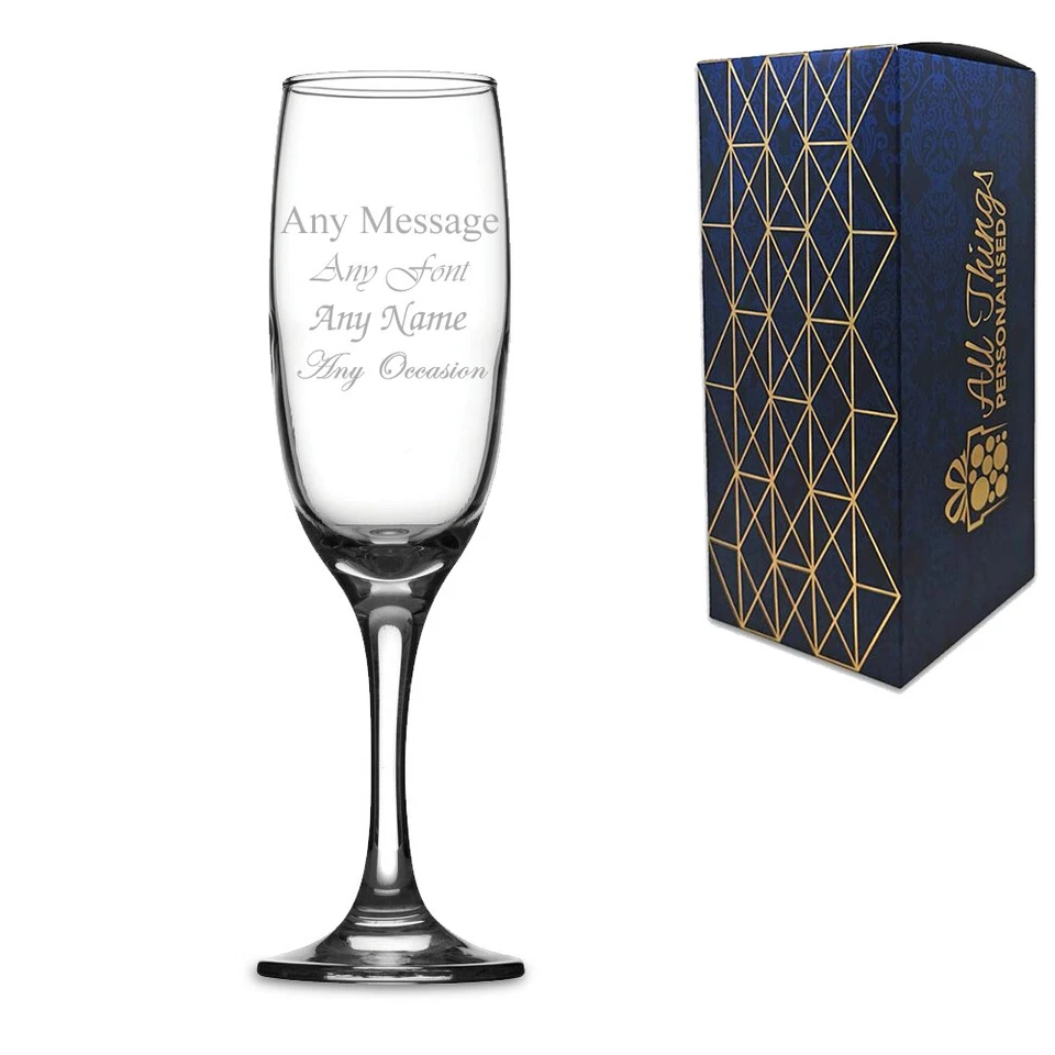 Personalised Engraved Champagne Flute Wedding Wine Birthday Bridesmaid Anniversa - Image 2 of 2