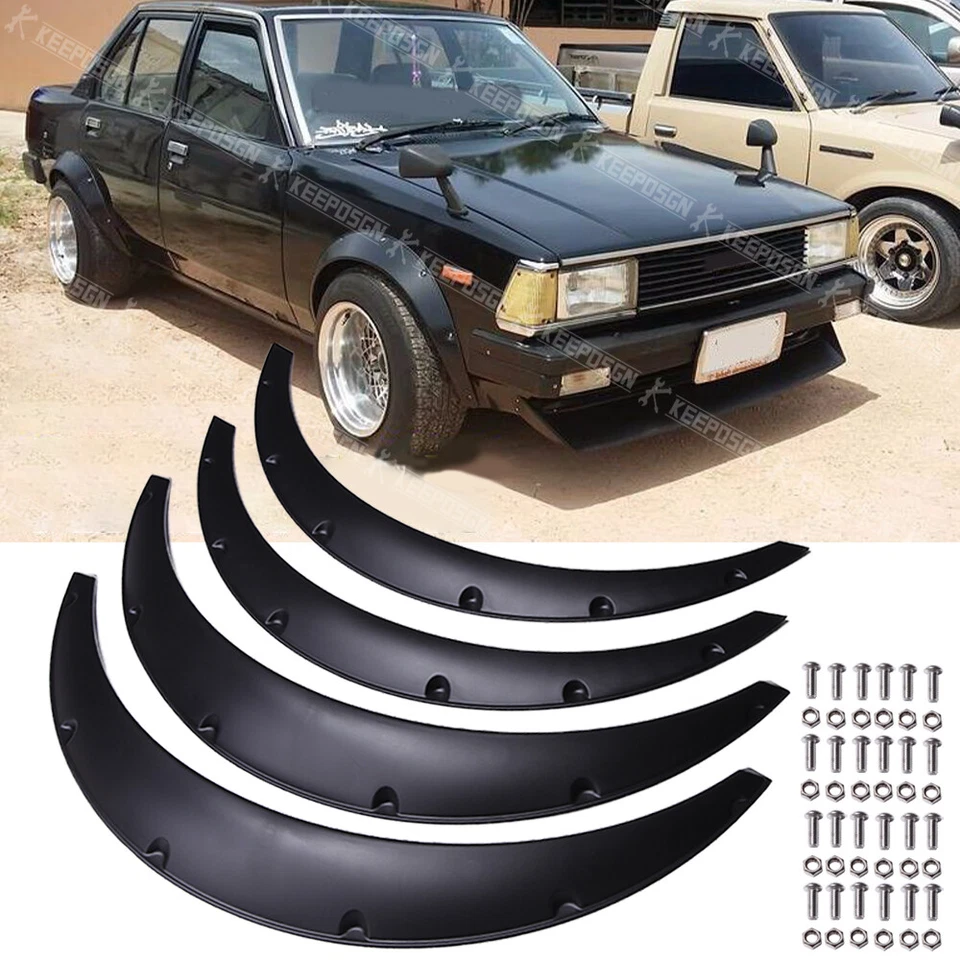 For Toyota Corolla KE70 E71 E72 75 Fender Flares Extra Wide Body Kit Wheel Arch - Image 2 of 4
