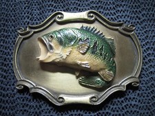 3D JUMPING BASS BELT BUCKLE VINTAGE RARE RAINTREE 1978 USA FISH FISHING