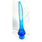 HTF Fenton Valencia Pattern 24.75” Swung Vase in Colonial Blue Large Petal Base