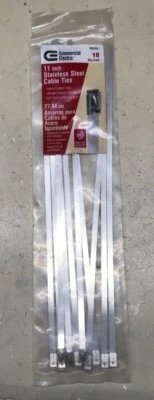 COMMERCIAL ELECTRIC PACK OF 10 Commercial Stainless Steel Cable Tie 11 inch 100 lb Electrical Wiring