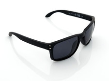 Men's Polarized Sports Square Sunglasses Matte Black Frame Dark Smoke Lens NEW