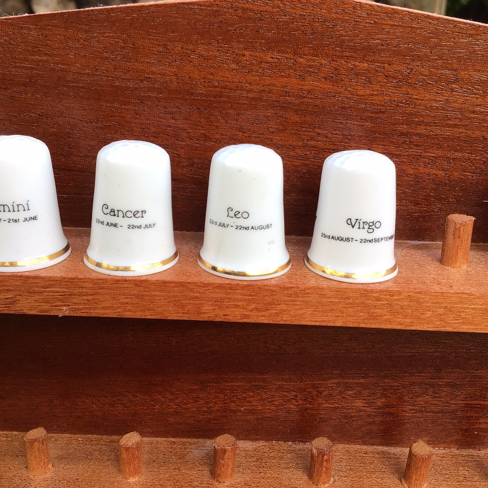 9 Vintage Birchcroft China Zodiac Thimbles - Missing 3