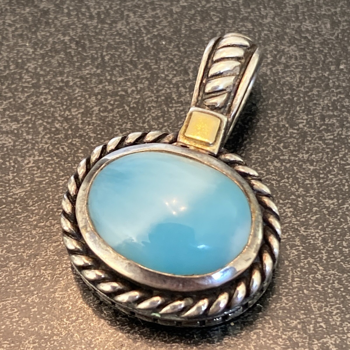 Marahlago Larimar Sterling Silver 18k Gold Justica Collection Pendant