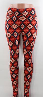 NWT LuLaRoe OS Leggings Black with Orange Geometric Design