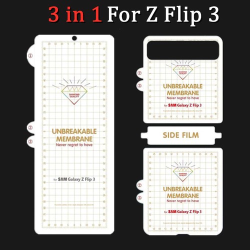 3IN1 Protective Film Galaxy Z Flip3 Front Back Side Screen Protector For Samsuio - Picture 5 of 10