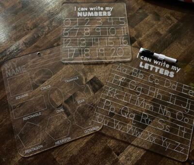 Letters, Shapes, and Numbers Board Bundle For Preschool Kids - Dry Erase Includi