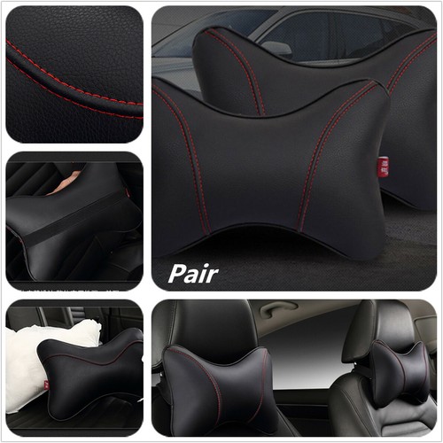 2PCS Car wear-resistant PU Auto Car Headrest Breathe Seat Head Neck Rest Pillow