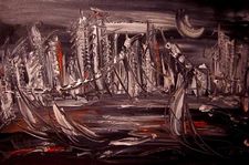 CITYSCAPE  ABSTRACT ARTWORK DECO canvas painting  Original Oil Painting 5GG