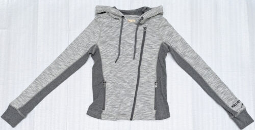 NWT HOLLISTER Gray Fitted Biker Moto Hoodie Zip Sweatshirt XS