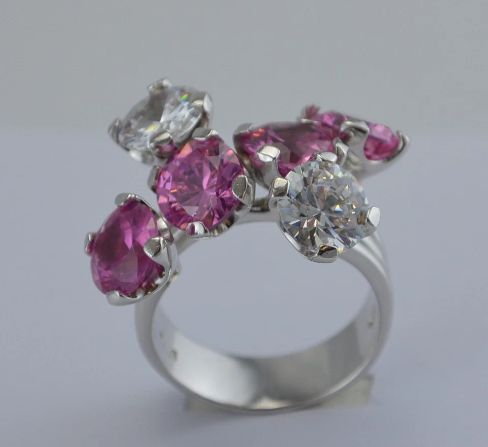 Damenring mit  Zirkonia & Turmalin  925er Silber (60 (19,1 mm Ø) - Bild 2 von 4