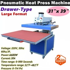 US 31" x 39" Pneumatic Drawer-Type Large Format Heat Press Machine 220V 30A