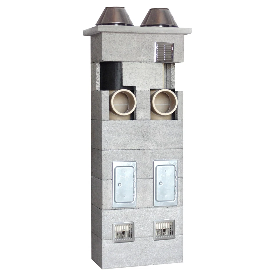 Schornstein Massiv NIKO DUO zweizügig Bausatz mit Zulassung