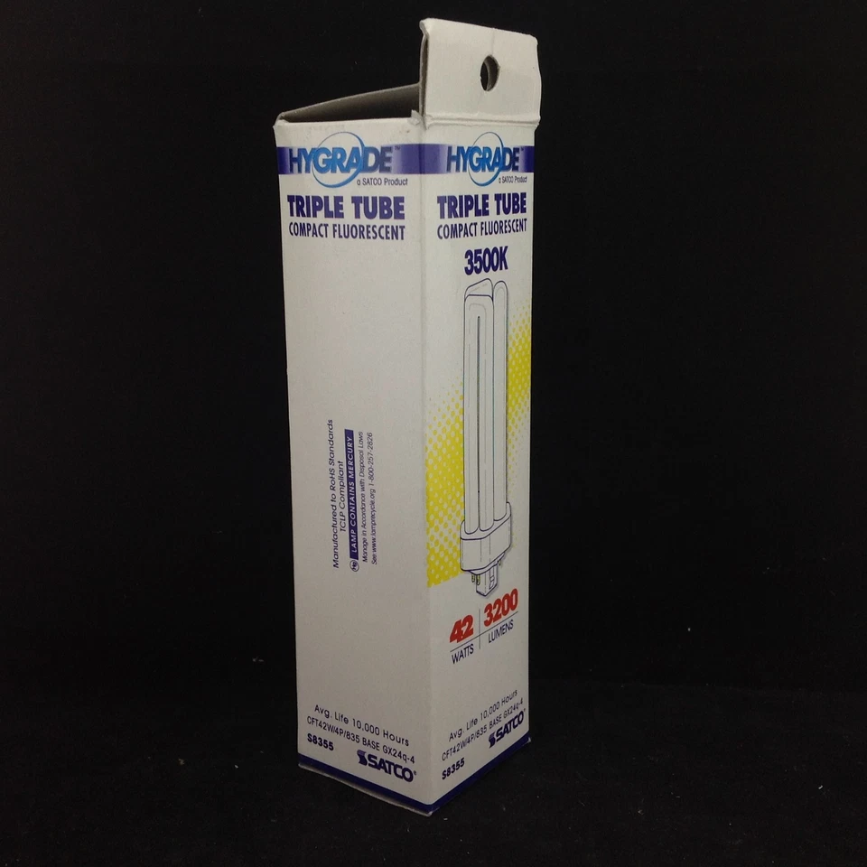 Satco S8355 CFT42W/4P/835 42W 4-Pin GX24q-4 T4 CFL 3500K Neutral White - Image 2 of 2