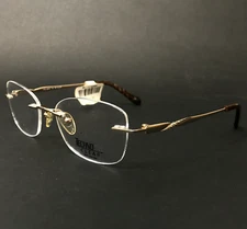 Technolite Clear Eyeglasses Frames TFD 6002 YG Yellow Gold Crystals 52-17-135