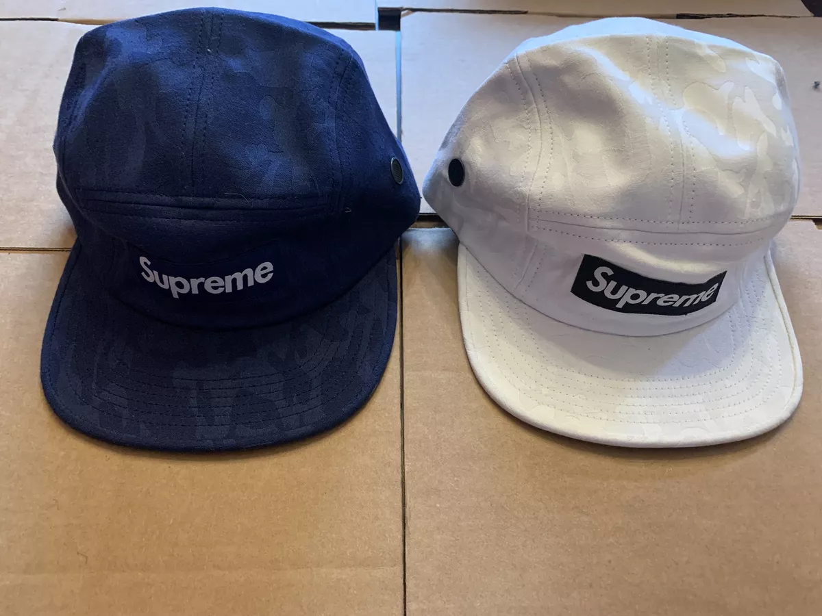 Supreme Jacquard Camo Camp Cap Navy White S/S 14