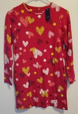 NWT Girls SZ M 10/12 LANDS' END Pink Hearts/Stars Dress-Long Sleeve-Pullover