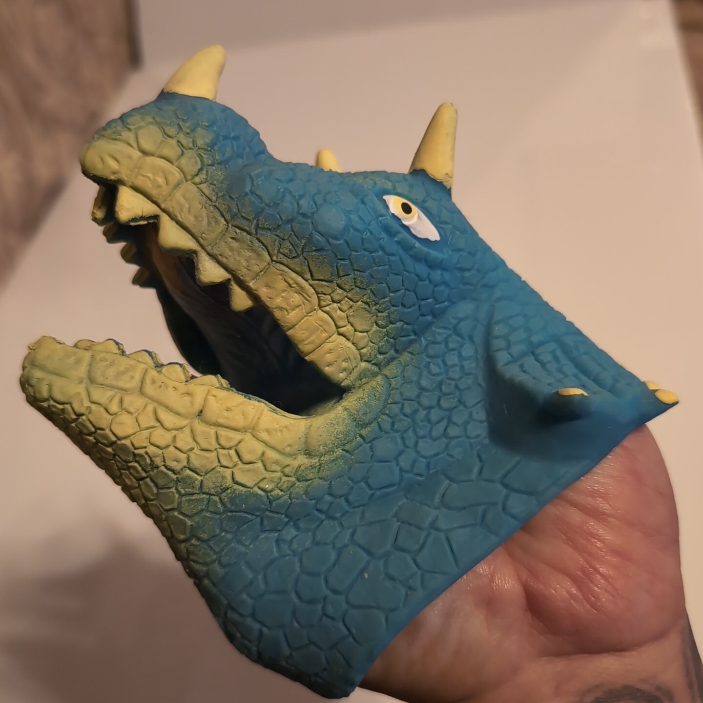 Vtg. Rubber Dinosaur Head Child's Hand Puppet Possiblely JA-RU Imperial?