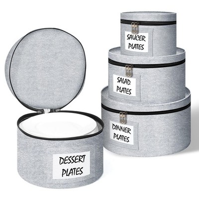 Anycosy China Storage Containers 4 Piece Set Moving Boxes for Dinnerware Grey 