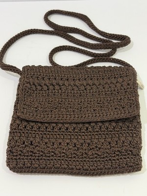 The Sak Crossbody Crochet Bag Brown with Metallic Thread Small Crossbody