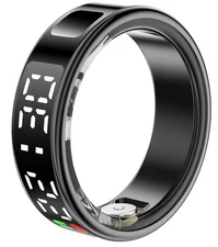 Smart Ring Health Tracker With Led Multi Function Display And Charging Case(#10)