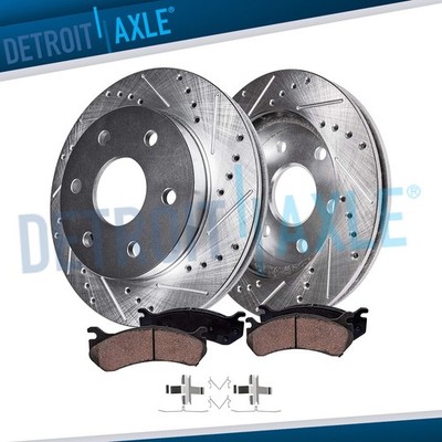 4WD Front Drilled Disc Rotors + Ceramic Brake Pads for 1996-2002 Toyota 4Runner
