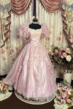 Pink Prom Dress Embroidered Floral Print Evening Gown Homecoming Dance Dress