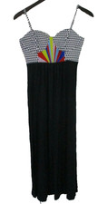 Women's Dress embroidery midi M signature 8 black white