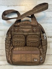 Lug Puddle Jumper Brown Quilted Tote Bag Travel Overnight Diaper Shoulder Bag