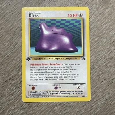 Pokémon TCG Fossil Ditto 18/62 1st Edition Non-Holo Rare MP