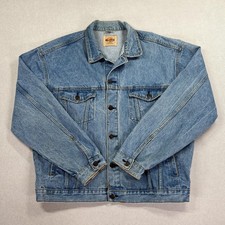 Vintage 90s Hard Rock Cafe Denim Trucker Jacket Mens XL Blue Orlando Save Planet
