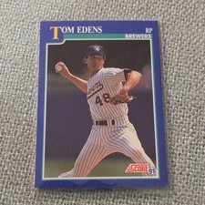 Score 1991 Tom Edens #78 Milwaukee Brewers Rookie Base Set MLB Baseball Card. rookie card picture