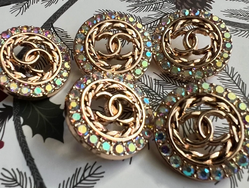 Gold Ø 23mm Gestempelt Chanel CC Ersatzknöpfe Set 5 Knöpfe Metall Knöpfe - Bild 4 von 4