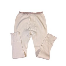 Vintage Pontiac GC Thermal Underwear Long Johns Cream Waffle Knit Men L