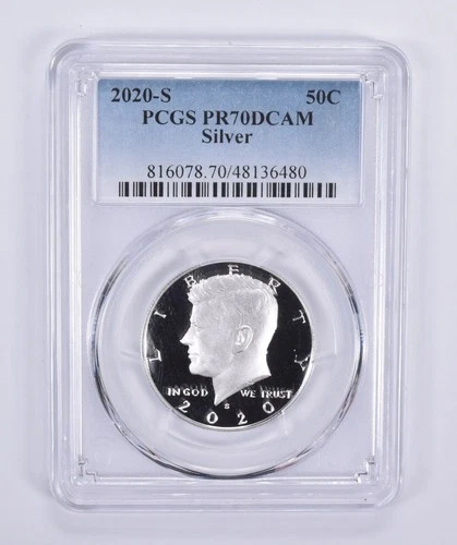 PR70 DCAM 2020-S Silver Kennedy Half Dollar PCGS Blue Lbl *7594