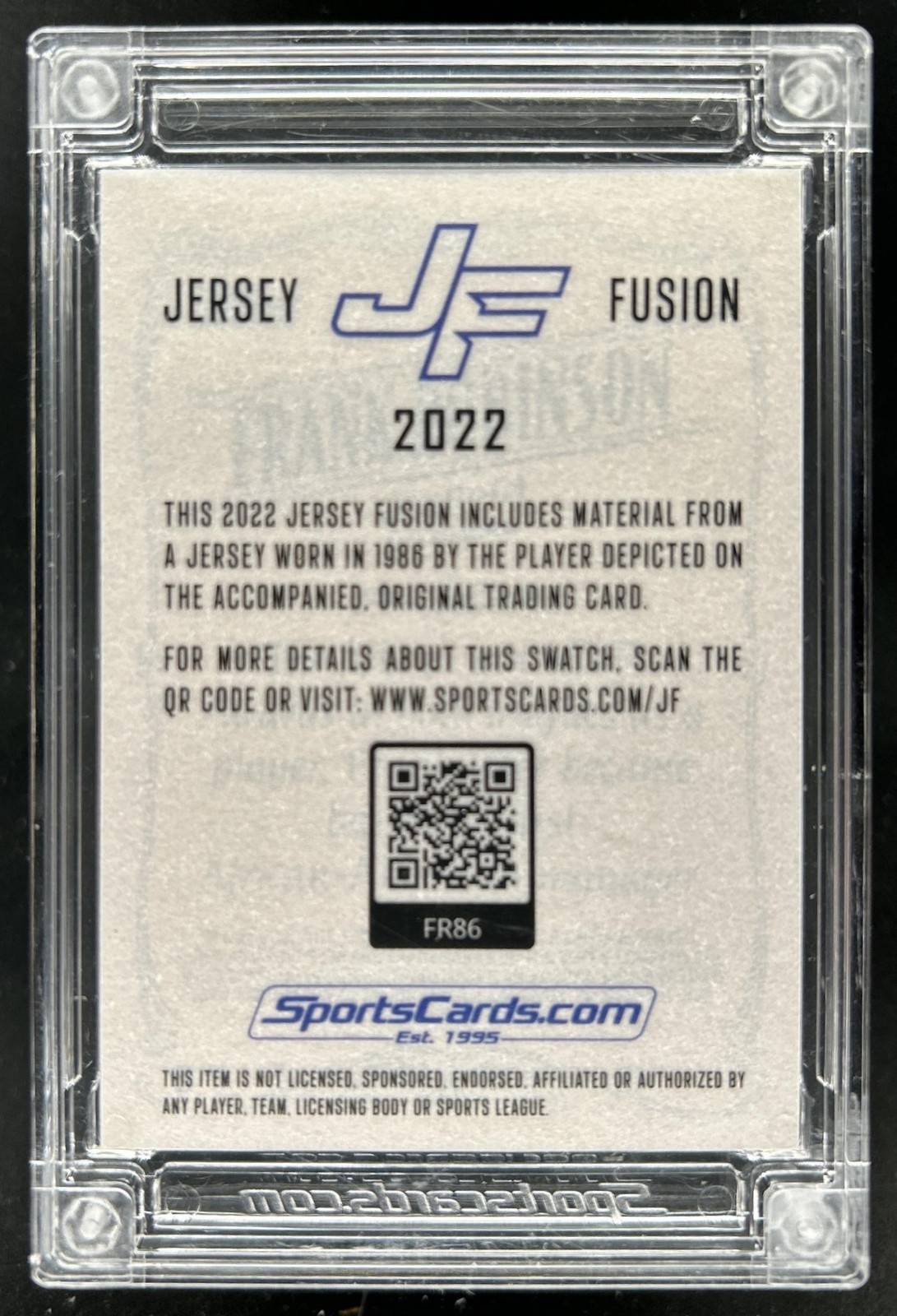2022 Jersey Fusion Frank Robinson Game Used Jersey #FR86 Orioles view 2