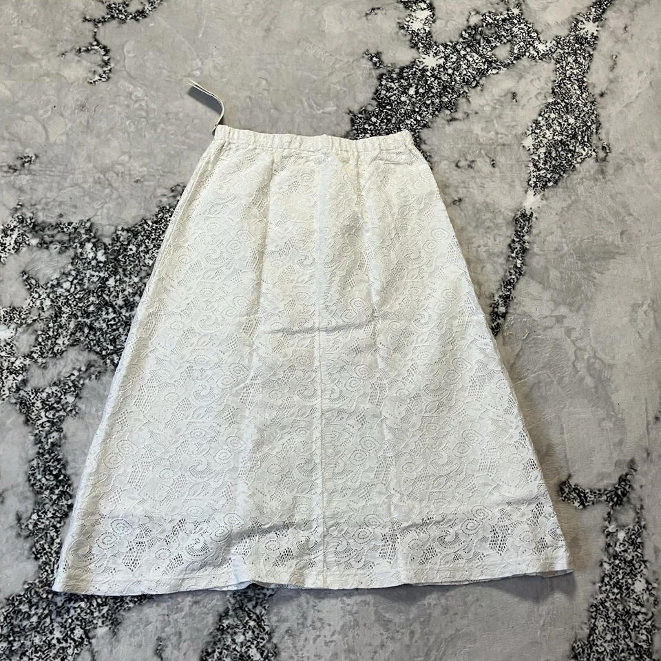 Увядание юбка женщин размер XS белый трапециевидный кружевной юбка частичная подкладка чистый кромки - Изображение 4 из 4