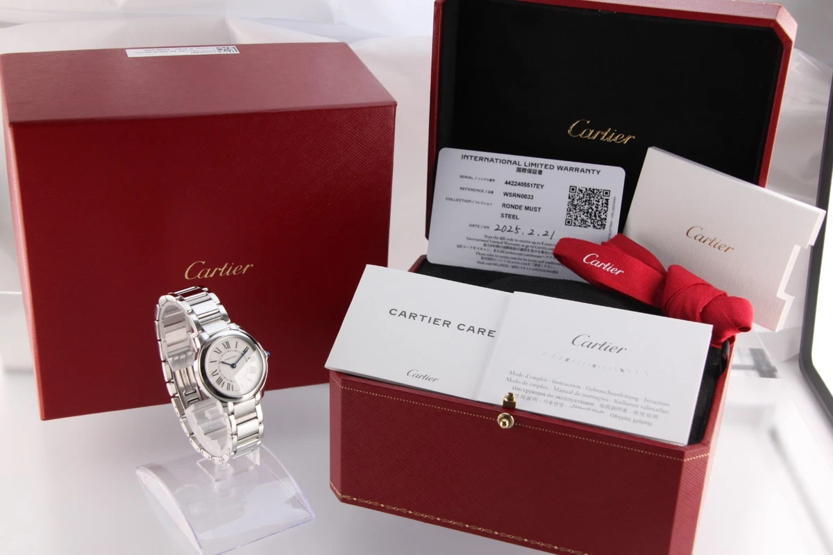 MINT! Cartier Ladies Ronde 29mm Watch With Cartier Box C Ronde on Steel! Condition is MINT Year 2023 with Box,Card  main image 2