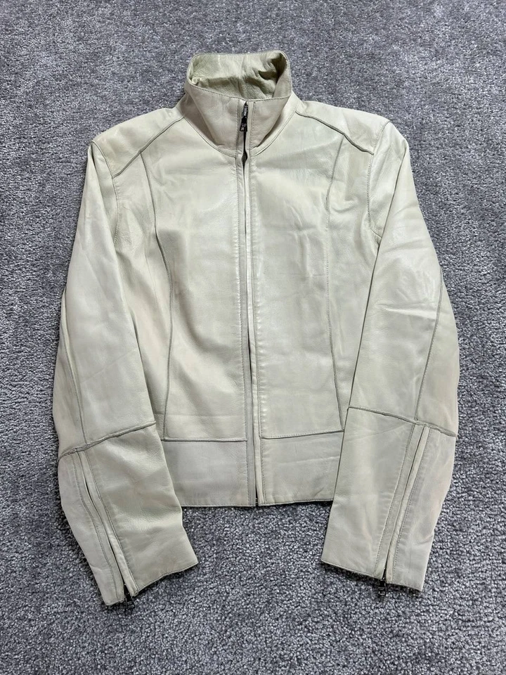 Chaqueta de cuero genuino Andrew Marc New York Studio vintage para mujer mediana  Foto 2 de 4