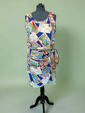 Vintage 90s Hilo Hattie Postcard Print Rayon Wrap Dress Womens XL Made in Hawaii